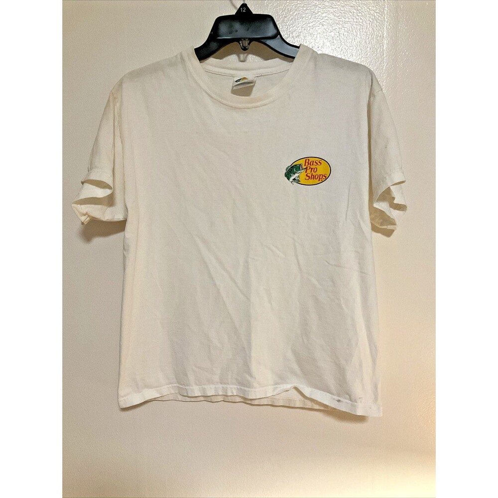 Bass Pro Shops Men’s M White Graphic T Shirt Distressed